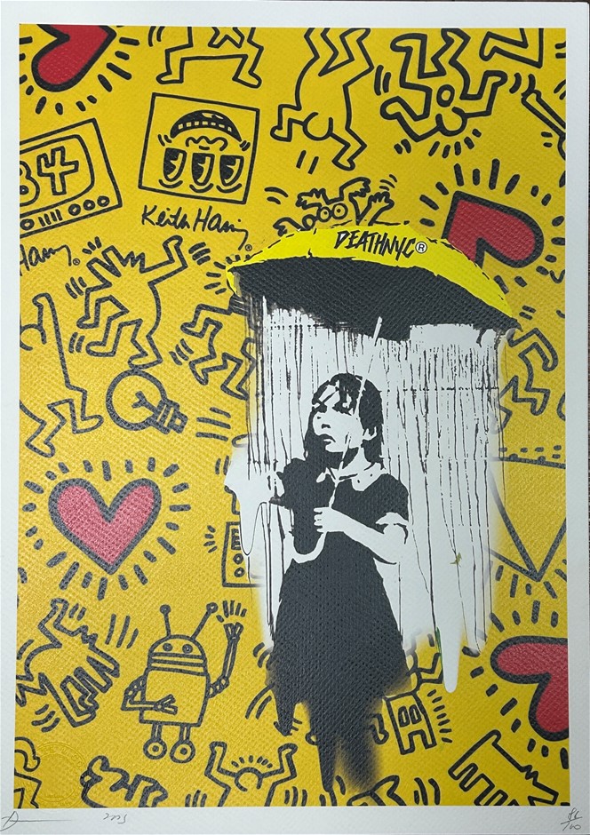 Death NYC Signed Street Art Print "KEITH HARING/BANKSY" Limited Edition,