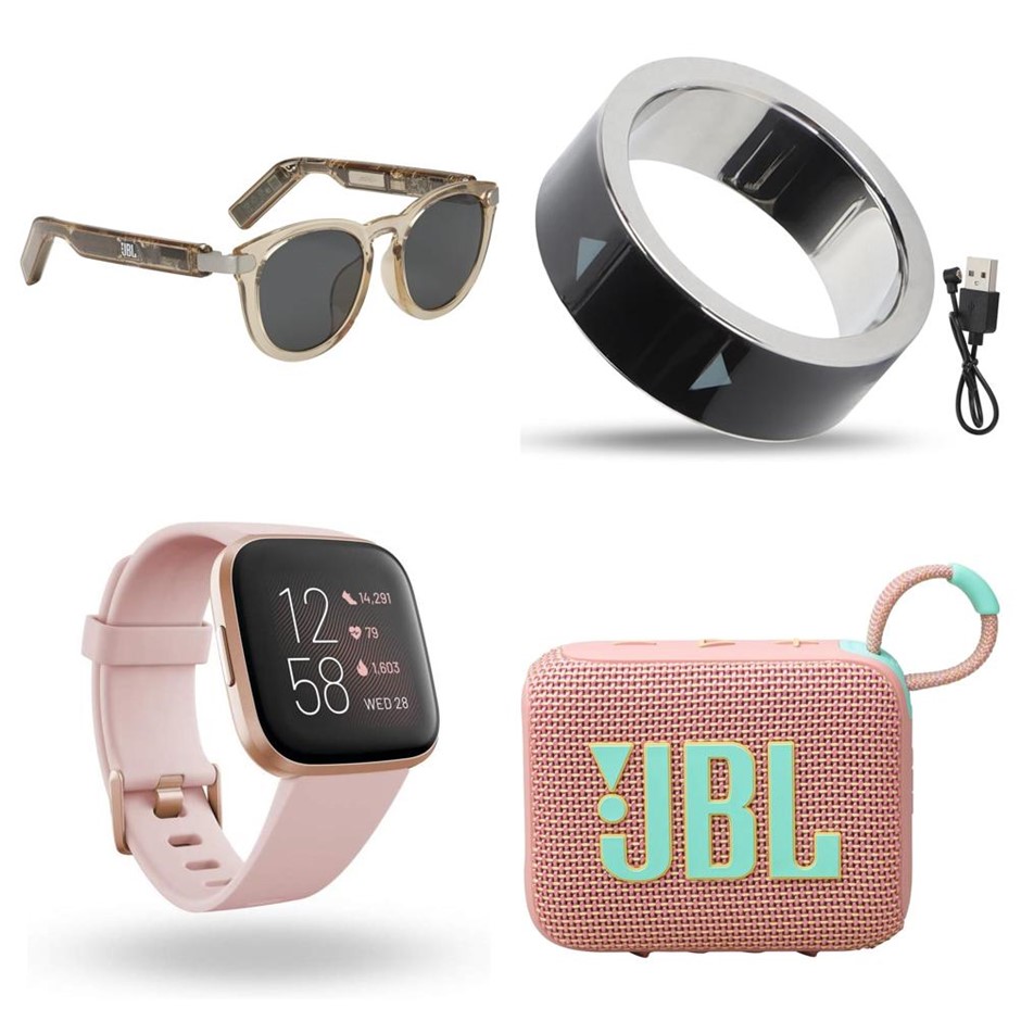 4 x Assorted Smart Devices. 1 x JBL SoundGear Frames. 1 x YOIDESU Smart Rin