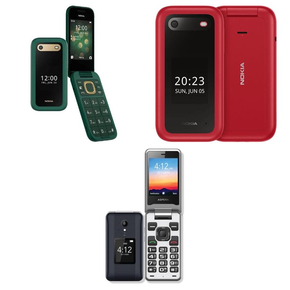 3 x Assorted Flip Phones. 1 x NOKIA 2660 Flip Lush Green. 1 x NOKIA 2660 Fl