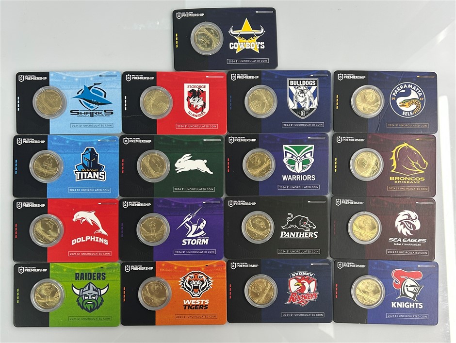 A complete 2024 NRL Telstra Premiership $1 uncirculated coin collection