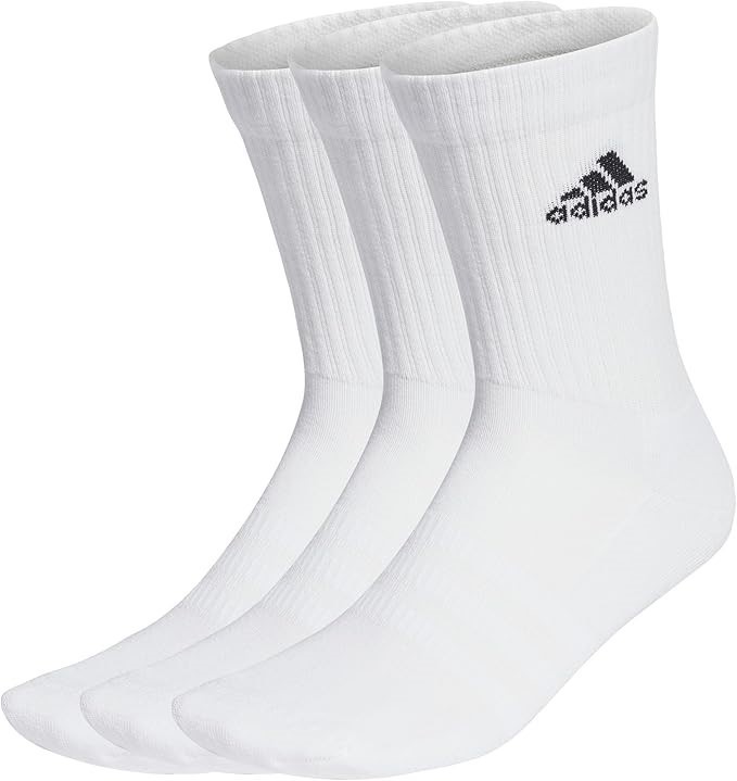 ADIDAS Men's 3-Pairs Cushioned Socks. Size: Large. White/Black. Buyers Not
