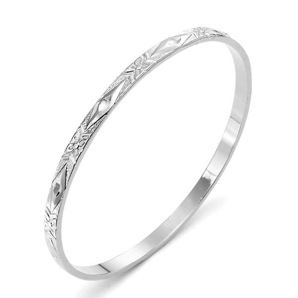 BIJ'OR-925 Sterling Silver Plated, Filigree Plain 4.5mm Bangle,RRP $60