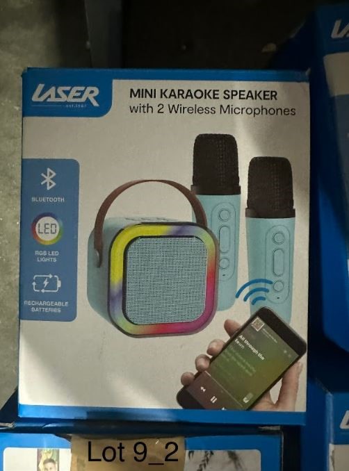 END OF LEASE AUCTION: box of mini karaoke speakers with bluetooth