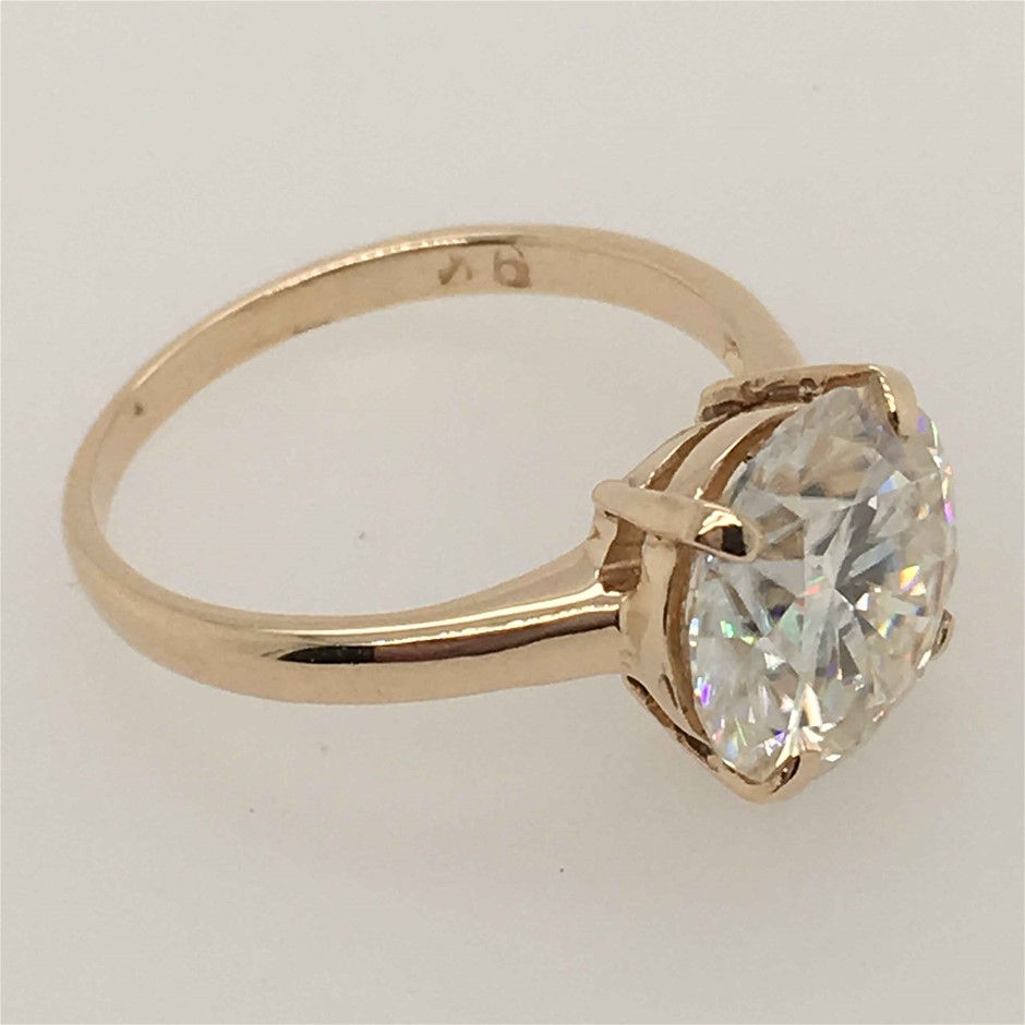 9ct Yellow Gold, 3.35ct Moissanite Ring