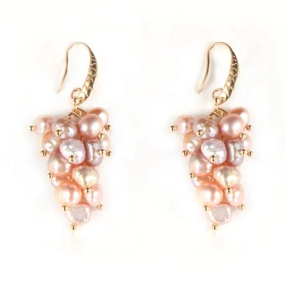 BIJ'OR - Genuine Purple Freshwater Pearl Designer Cluster Dangle Drop
