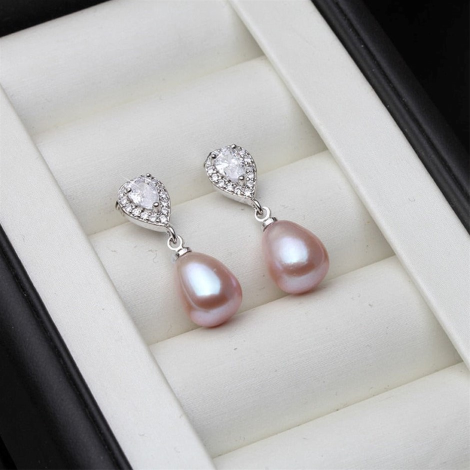 BIJ'OR - Stunning Simulated Diamond & Pearl Drop Earrings, RRP $59