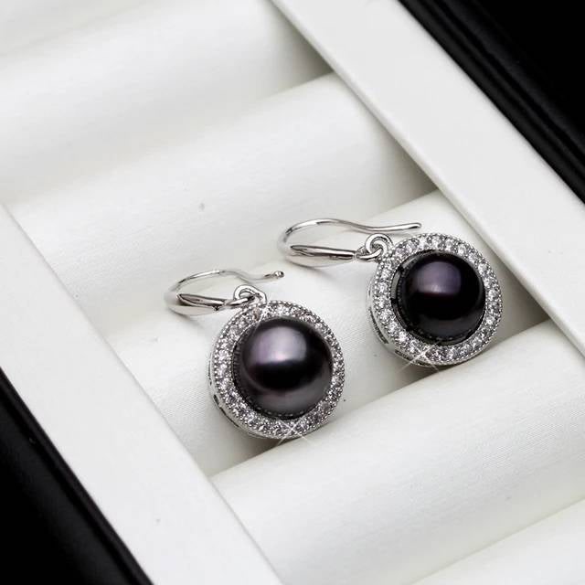 BIJ'OR - Stunning Royal Simulated Diamond Black Freshwater Pearl Drop