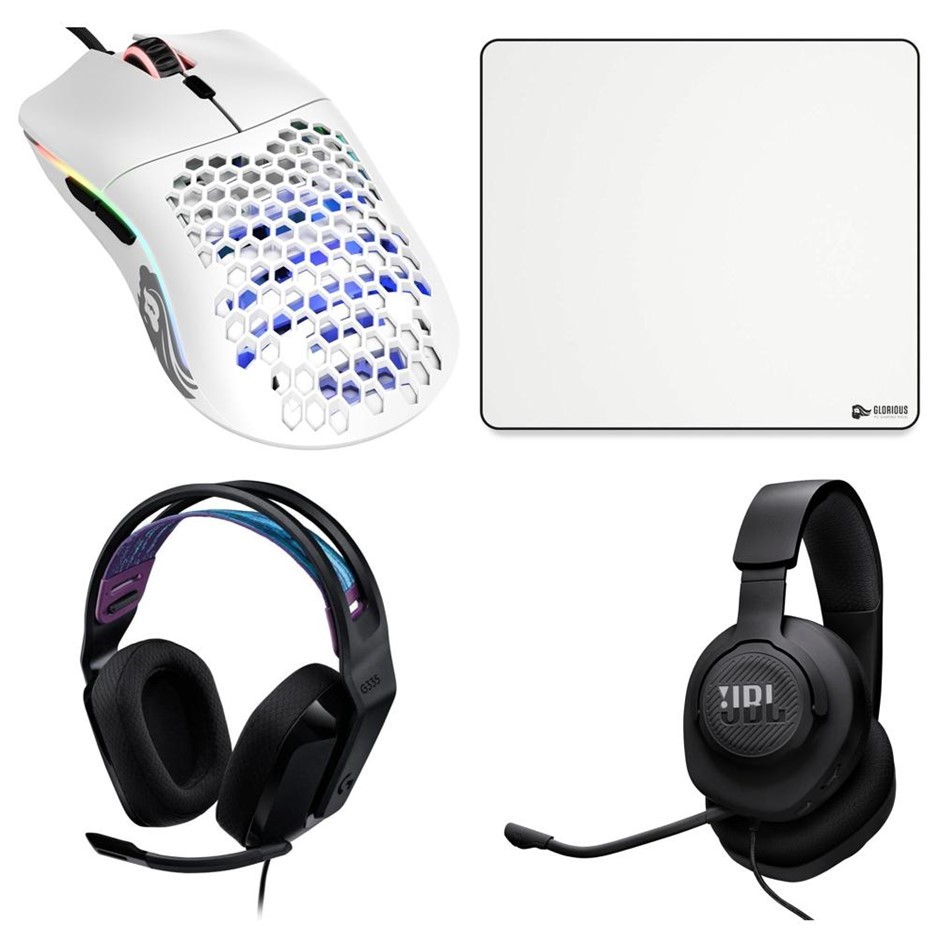 4 x Assorted Gaming Accessories. 1 x GLORIOUS Model O White. 1 x GLORIOUS X