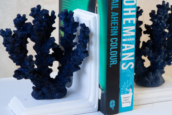 Faux Resin Coral Bookends Navy 18cm Highett VIC pickup