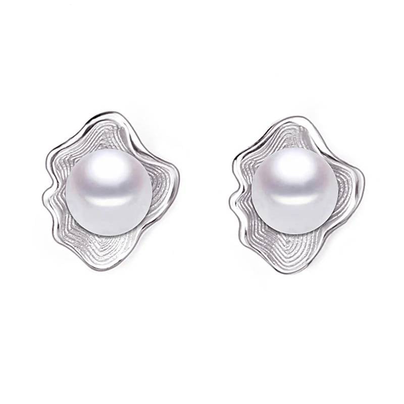 BIJ'OR - Genuine White Pearl in Oyster Shell Stud Earrings RRP $59
