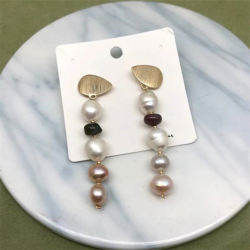 BIJ'OR - Genuine White & Pink Pearl Dangle Earrings in Gold RRP $69
