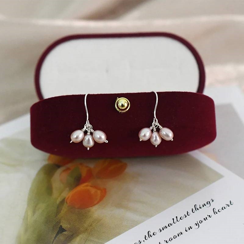 BIJ'OR - Designer Purple Freshwater Pearl Triple Drop Earrings RRP $59