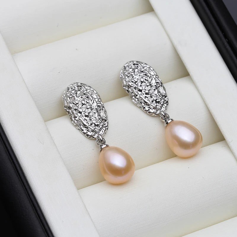 BIJ'OR - Genuine Pink Freshwater Pearl Oval Statement Stud Earrings RRP $59