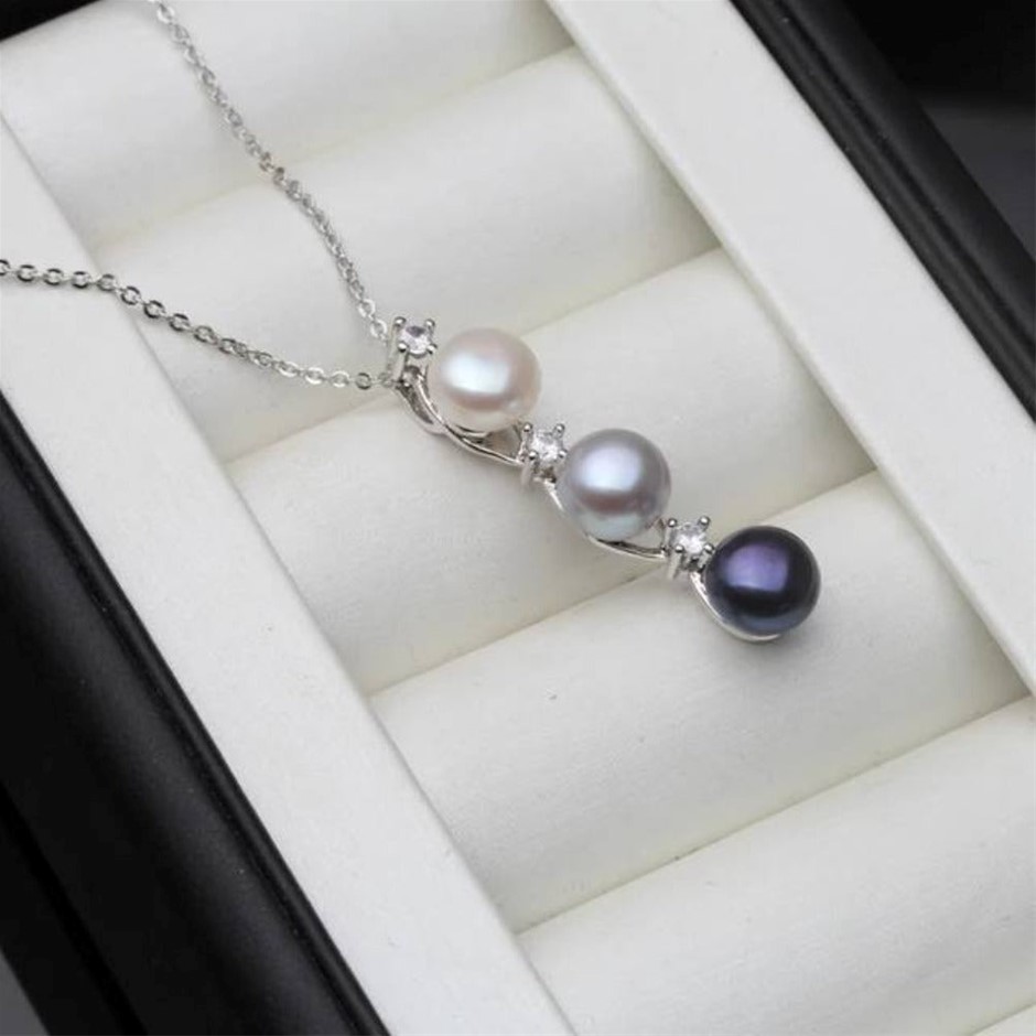 BIJ'OR - Designer Genuine Freshwater Pearl Triple Drop Necklace RRP $59