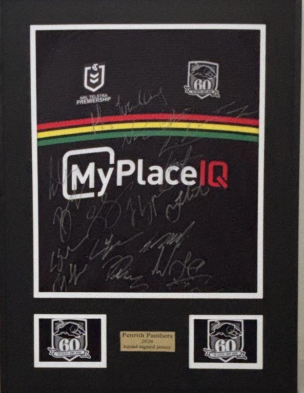 PENRITH PANTHERS 2026 SQUAD SIGNED/FRAMED JERSEY
