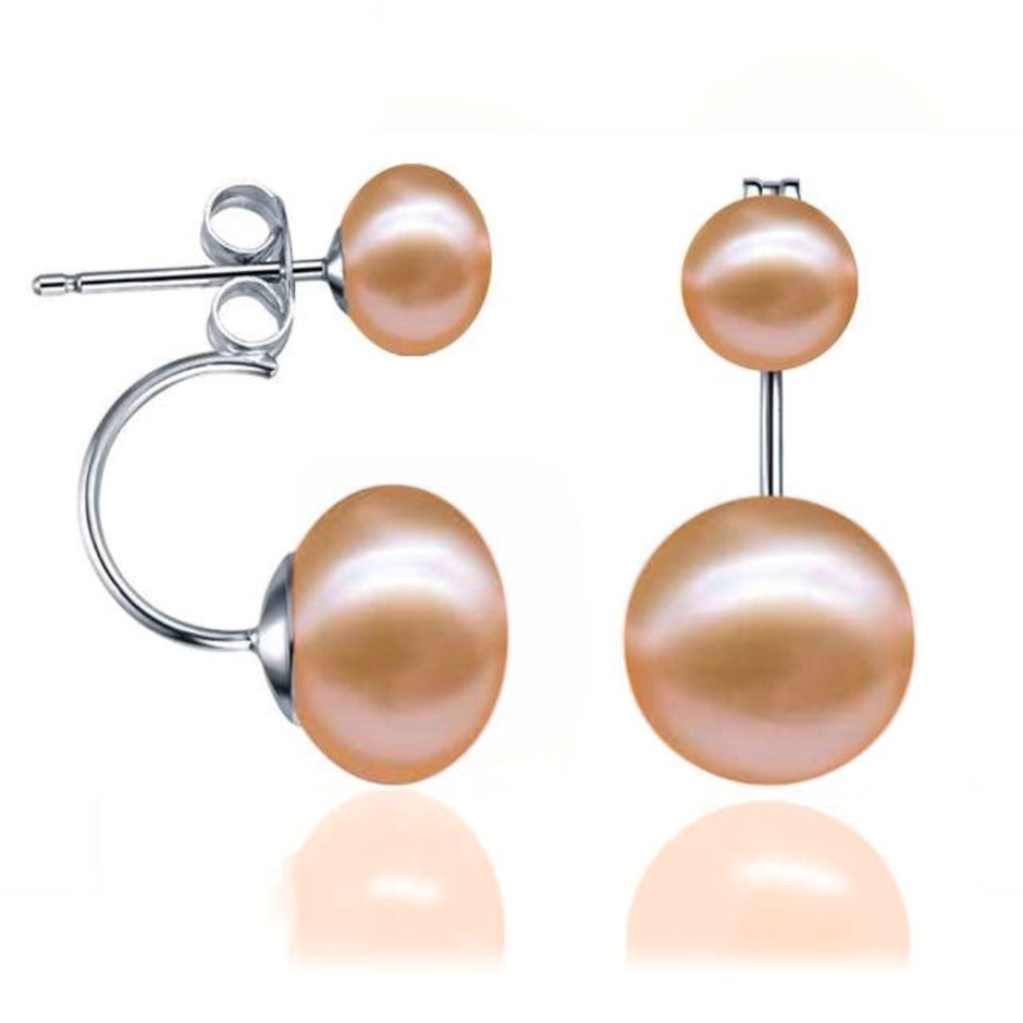 BIJ'OR - Double Drop Genuine Pink Freshwater Pearl Earrings. RRP 59