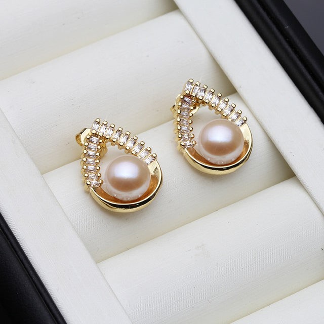 BIJ'OR Genuine Pink Freshwater Pearl Statement Teardrop Earring Gold RRP59