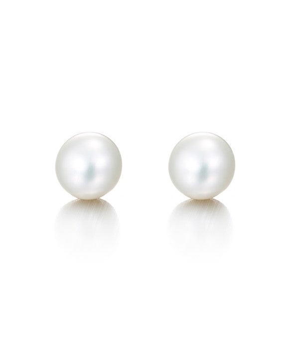BIJ'OR - Round Pearl Stud Earrings in White - 9-10 mm RRP $49
