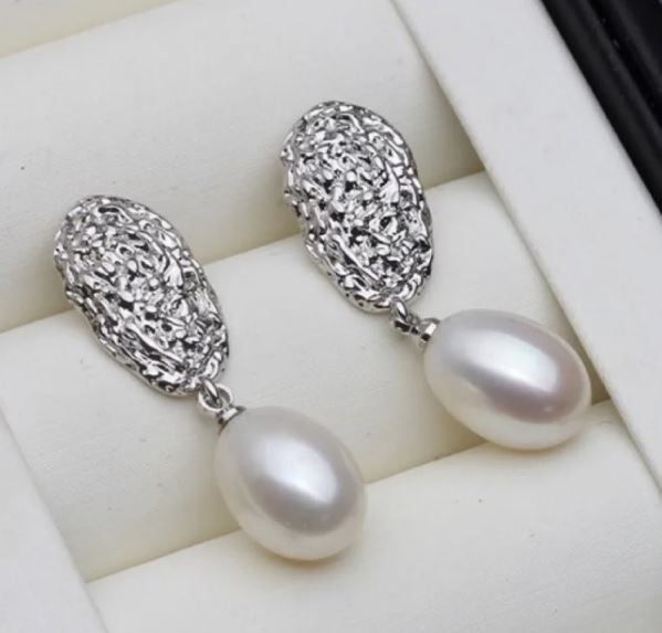 BIJ'OR - Button Baroque White Pearl Drop Earrings in Gold RRP $99