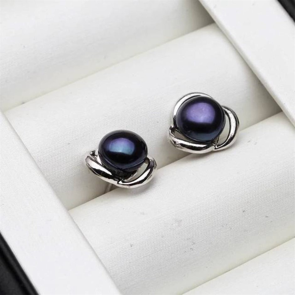 BIJ'OR - Black Pearl Classic Swirl Stud Earrings RRP $59