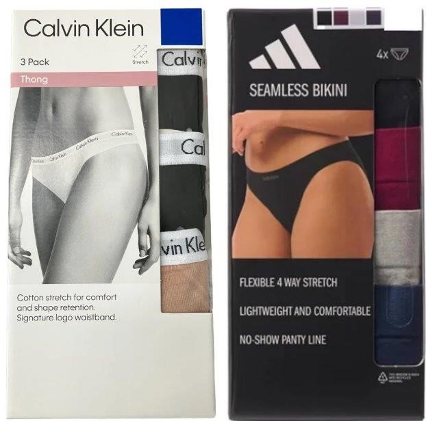 BUNDLE of ADIDAS Womens 4 Pack Seamless Bikini Underwear, Multicolour Size