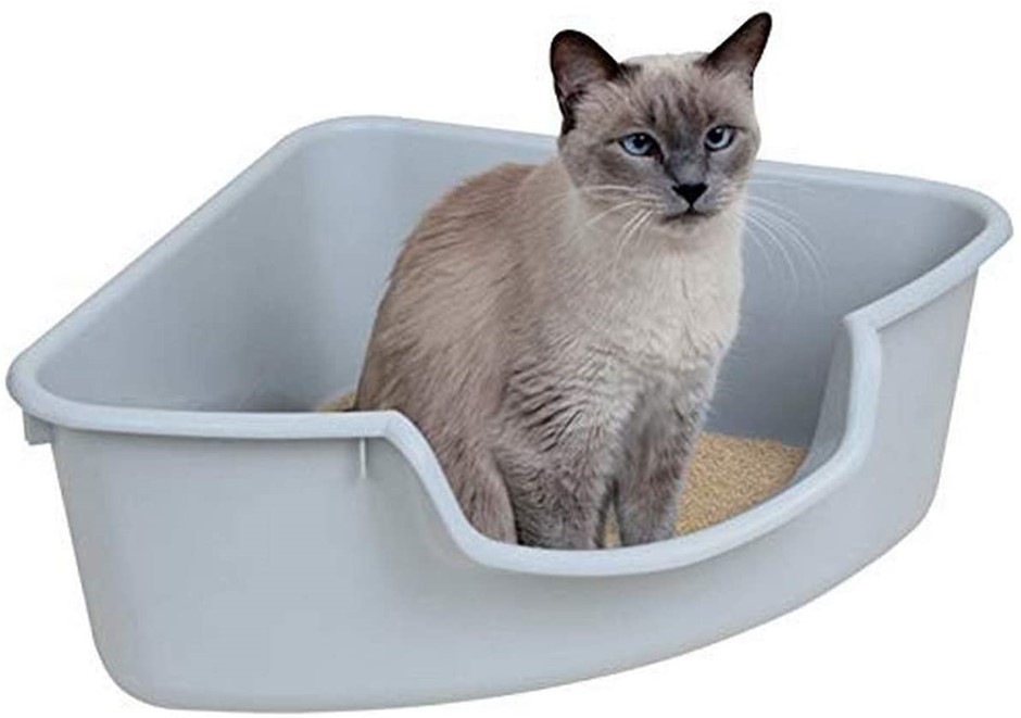 SMARTCAT Corner Litter Box Gray (46 X 46 X 20cm).