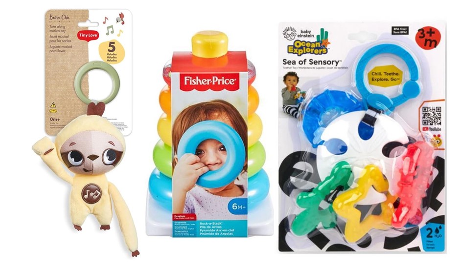 3 x Assorted Baby Early Development Toys, 0-6M+, Comprising: 1 x FISHER-PRI
