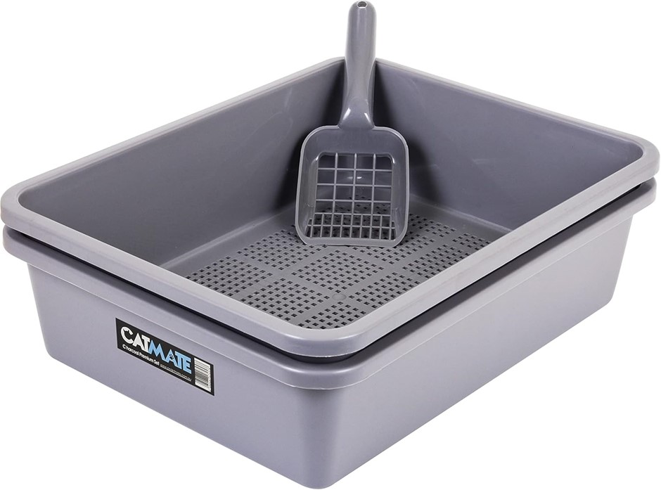 CATMATE Cat Litter Tray 3-Pieces, Charcoal.