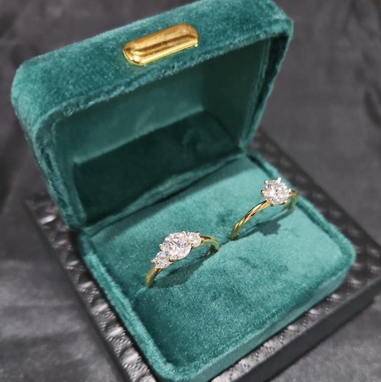 2pcsx1.0ct GRA Moissanite 18k Solid Yellow Gold Vermeil Ring (S925) -9US