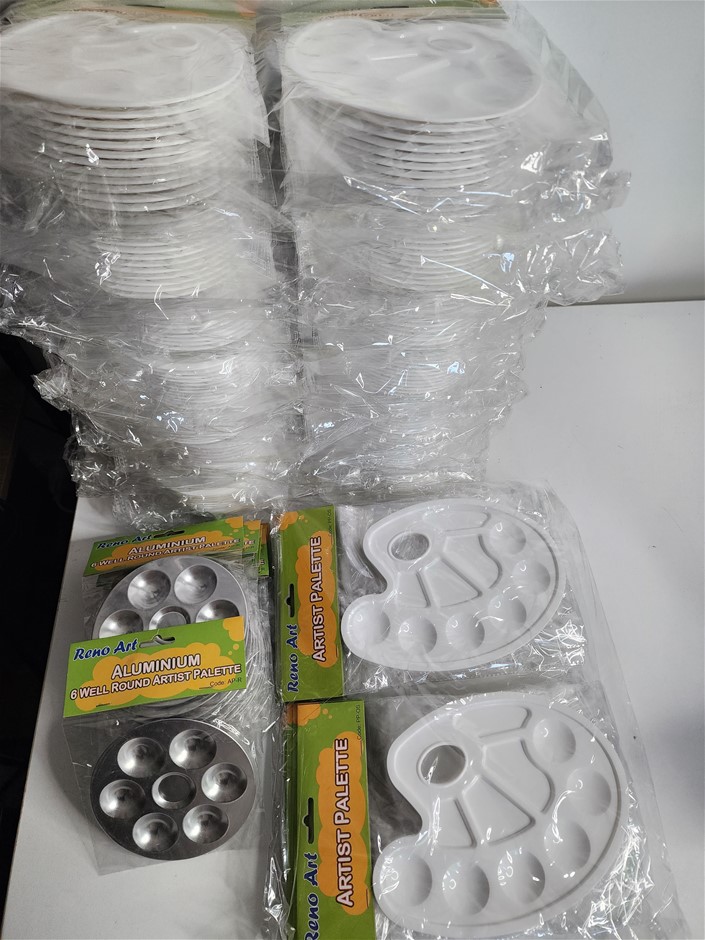 Reno Art Artist Palette & Reno Art Aluminium 6 Well Round Artist Palette