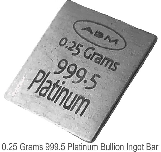 0.25 Grams 999.5 Fine Platinum  Ingot Bar ABM Certifiers