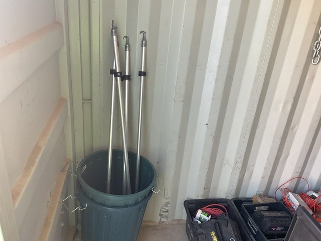 Approx 5 Fold Down Ladder Hooks And 2 Bins