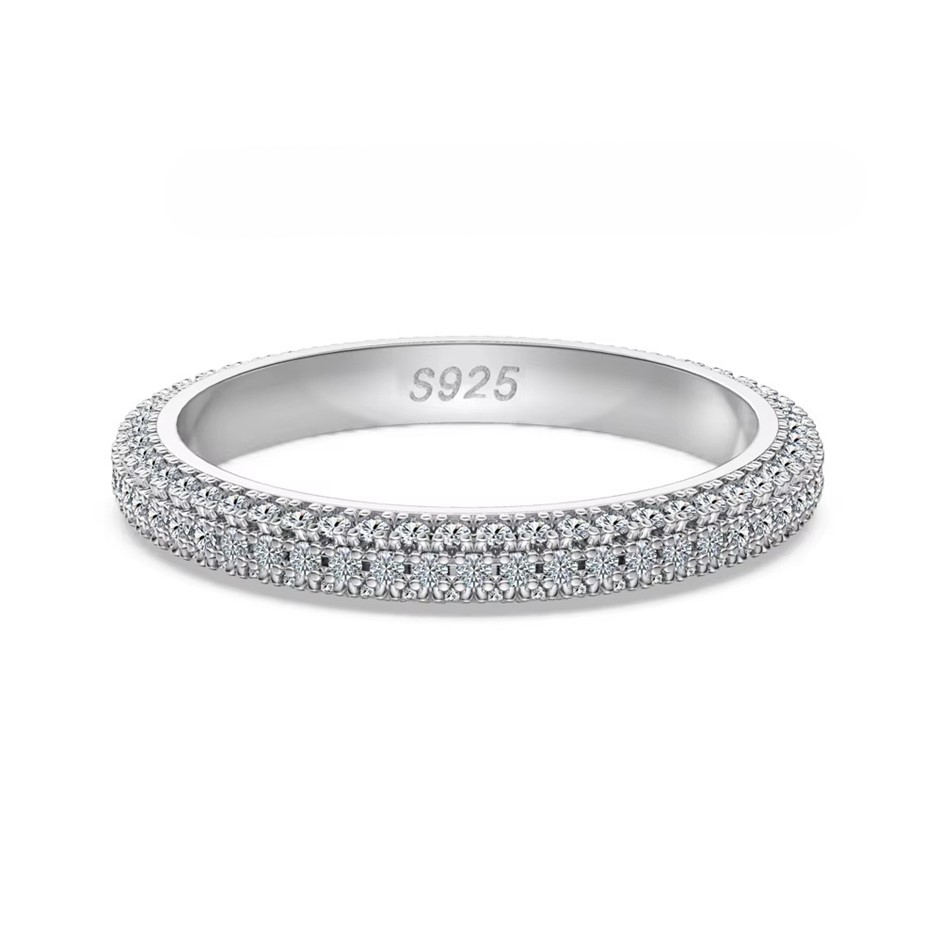 0.735ct GRA Certified Moissanite 925 Sterling Silver Band Ring - Size 8