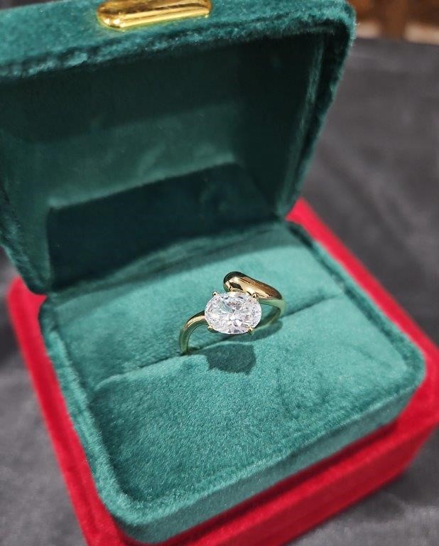 14K/Italy 2.5ct Oval Cut Yellow Gold Filled Ring(stamped)-6US