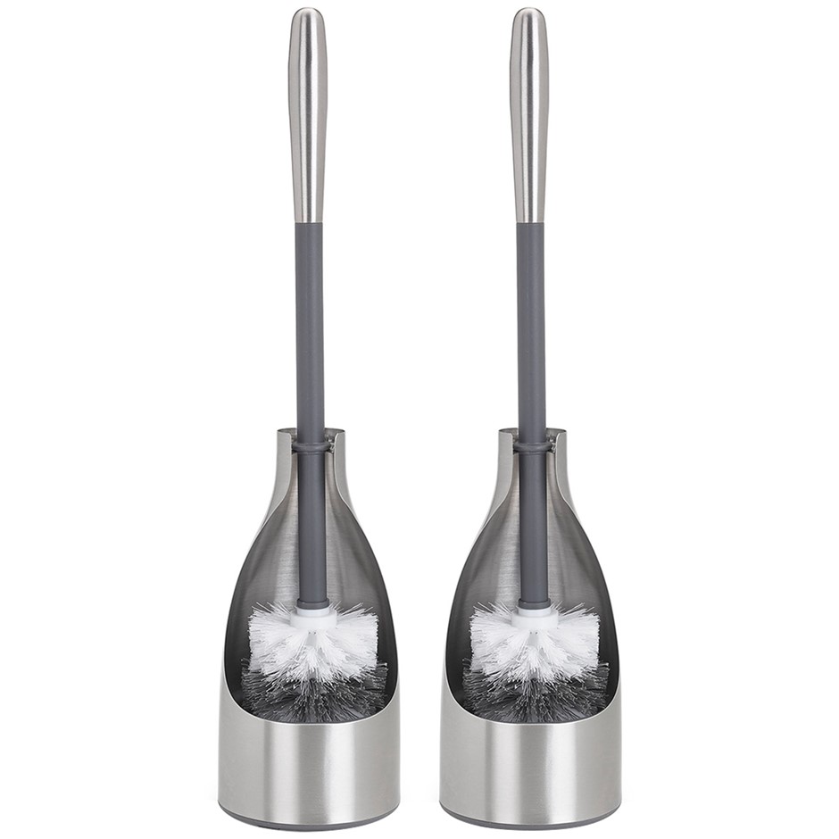 POLDER Stainless-Steel Toilet Brush Caddy, Pack of 2pc, Grey. N.B: Missing