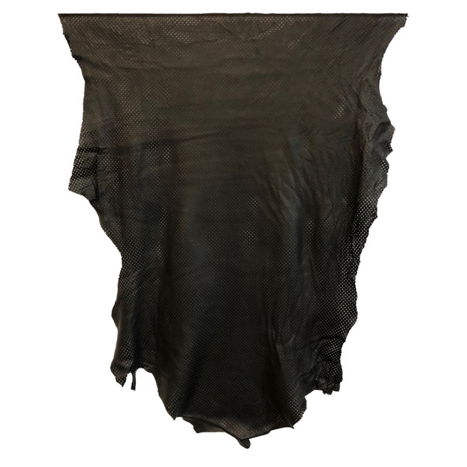 7sqft Top Grade Black Perforated Nappa Lambskin Leather Hide