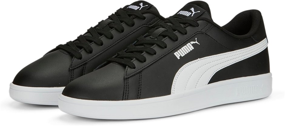 PUMA Men's Smash 3.0 Leather Shoes, Size US11, Black/White (04), 390987. B