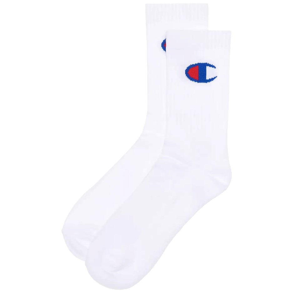 6 Pairs x CHAMPION Men's Crew Socks, Size 6-10, Cotton, White (WIT), SXRT8G