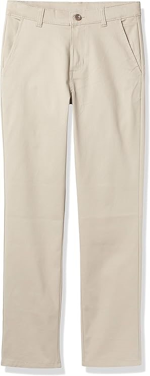 NAUTICA Boy's Flat Front Stretch Twill Chino Khaki Pant, Size 10 Plus, Khak