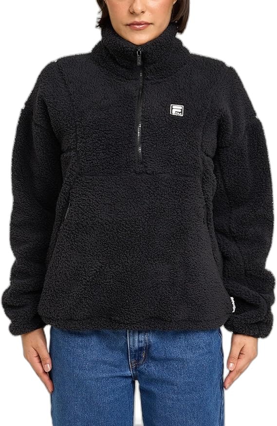 FILA Women's Monika Quarter Zip, Size XL, Black (001), ASW22500. RRP: $120.