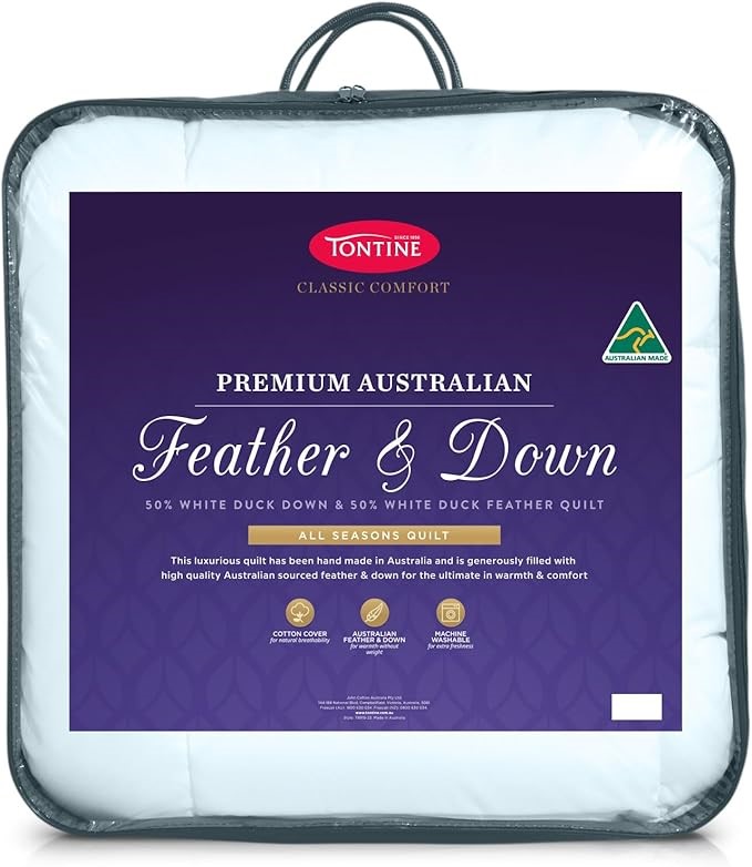 TONTINE 50/50 Australian Feather and Down Quilt Doona, All Seasons Comfort,
