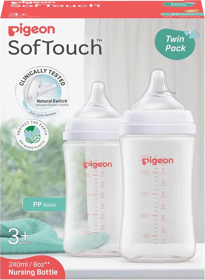 SOFTOUCH BPP Nursing Bottle PP (240ML, Twin Pack).