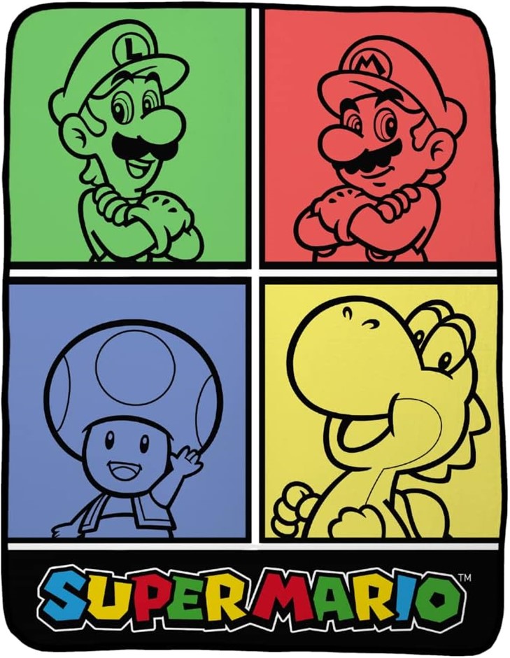 FRANCO Super Mario Bedding Super Soft Micro Raschel Throw, 46 x 60".