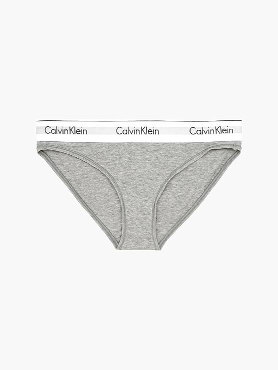 2 x CALVIN KLEIN Women's Modern Cotton Bikini Brief, Size L, Grey Heather (