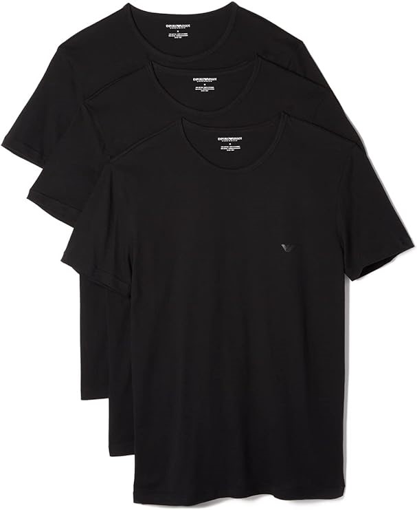 3-Pack EMPORIO ARMANI Men's Crew Tees, Size L, 100% Cotton, Black. Buyers