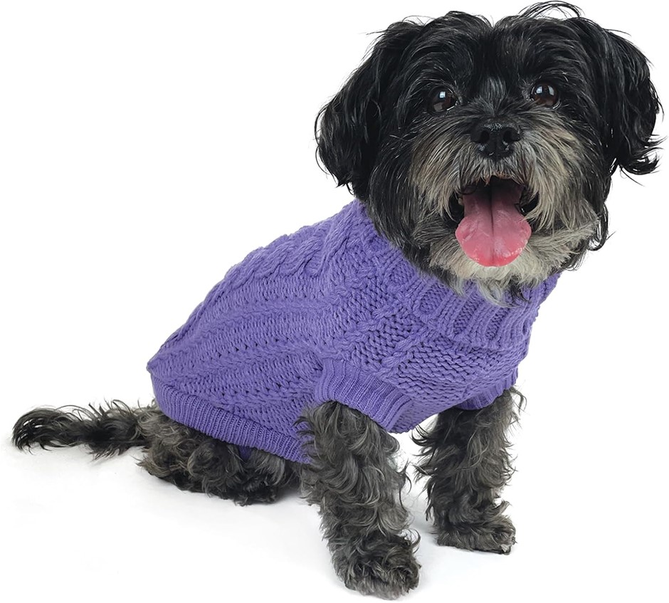 HUSKIMO French Knit Dog Jumper, 67cm, Lavender. Buyers Note - Discount Fre