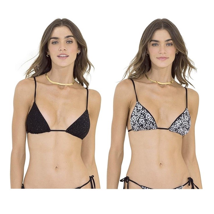 MAAJI Women's Reversible Bambi Sliding Triangle Bikini Top, Size M, Black.