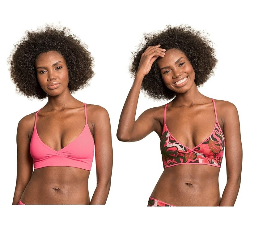 MAAJI Women's Reversible Bikini Top, Size M, Coral/Lava. RRP: US $77. Buye