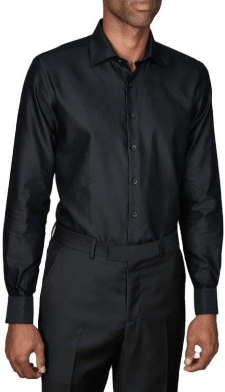 ABELARD Men's Buttone Nero Evening Slim Shirt, Size 41, Black (BK), A141232