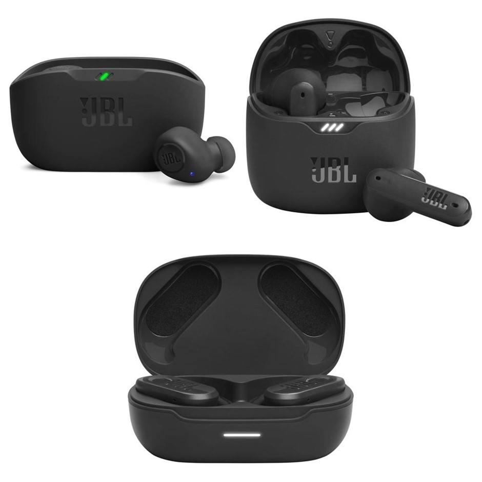 3 x JBL Wireless Earbuds. 1 x JBL Wave Buds. 1 x JBL Tune Flex. 1 x JBL End